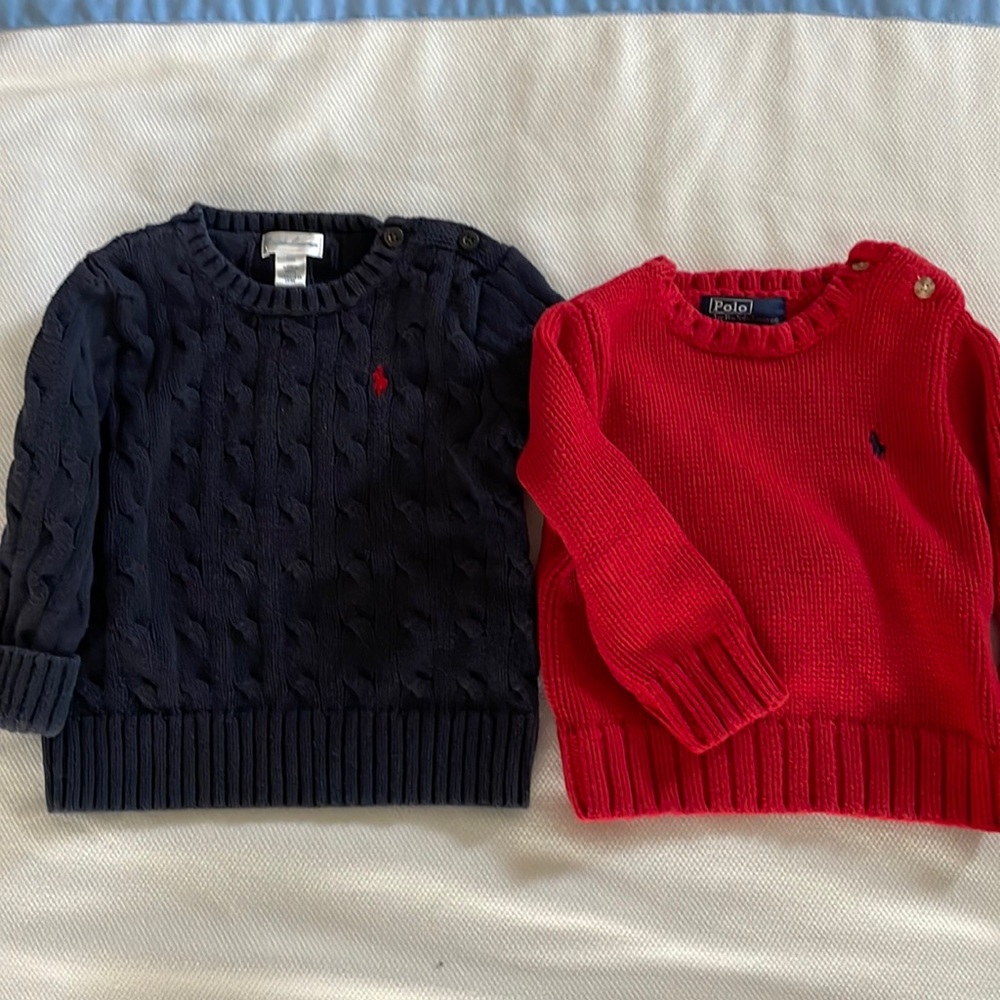 Bundle Set of 2 Ralph Lauren Baby Cable Sweaters 18M